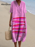 Women's Vintage Lovely Sardines Art Print Flowy Dress