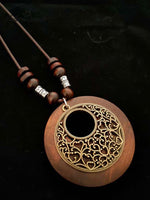 Women's Ethnic Style Wood And Alloy Long Chain Necklace
