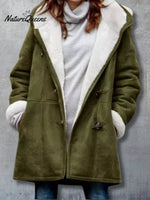 Long Sleeve Horn Button Women's Fleece Warm Jacket