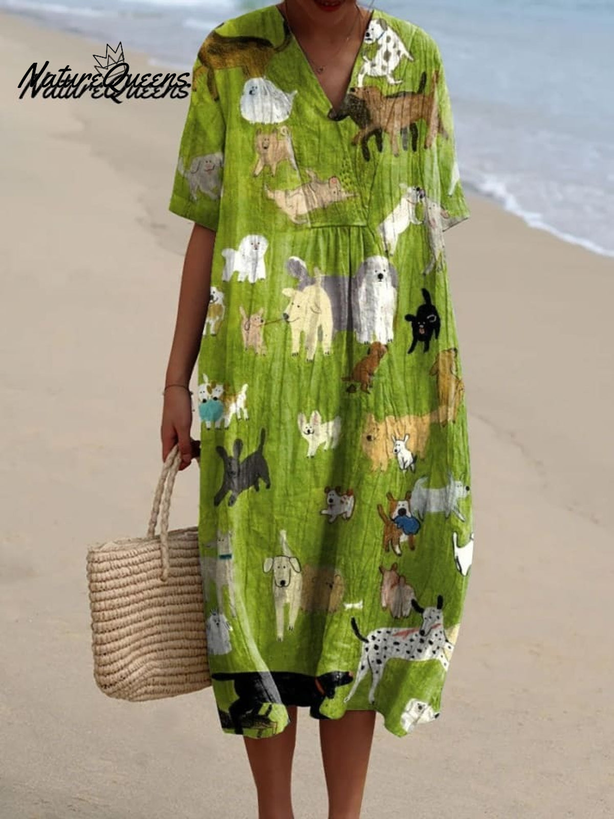 Women's Cute Dog Art Print Casual Cotton And Linen Shirt