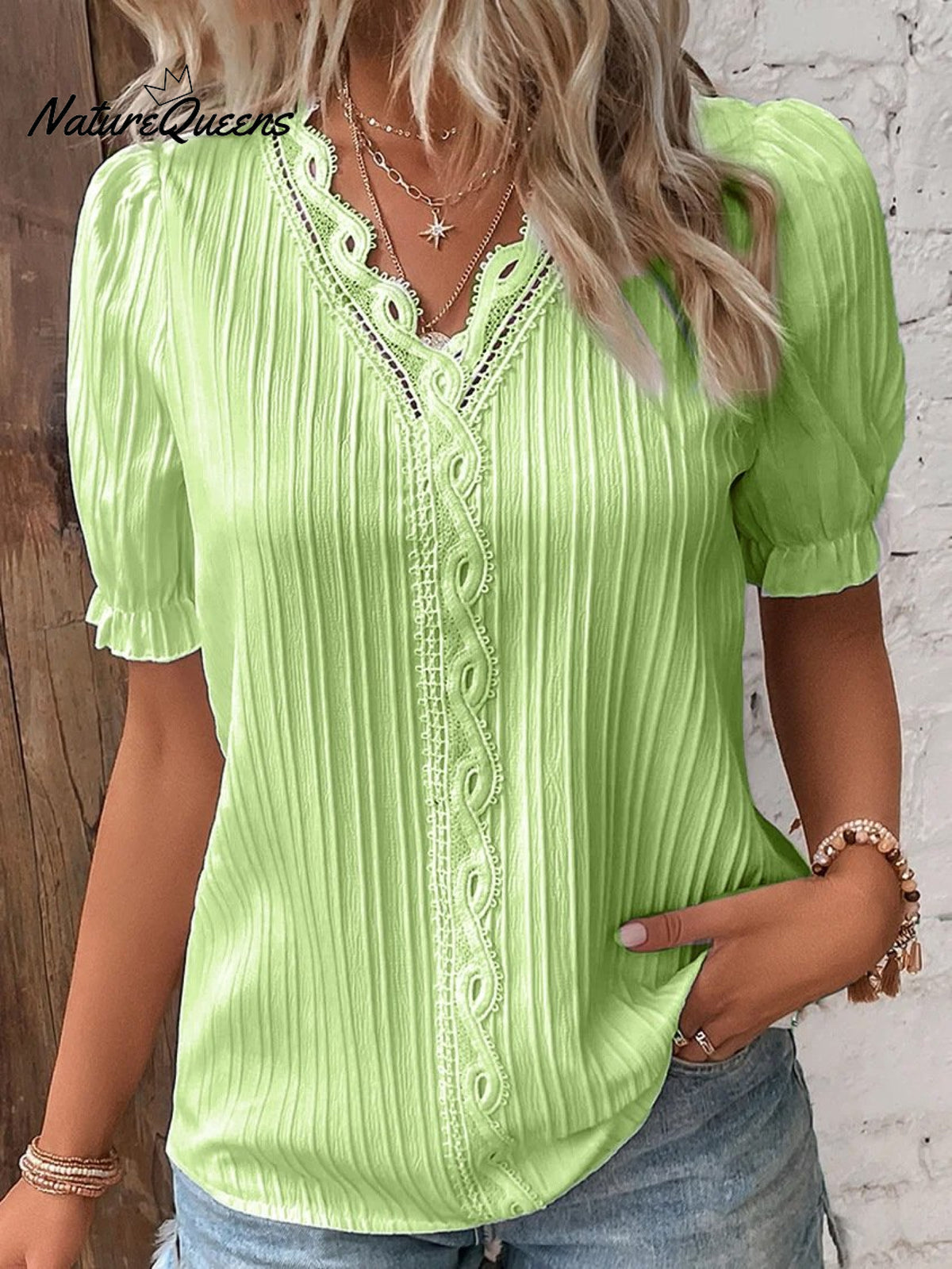 Women's Hollow Short Sleeve European and American Dress Shirt