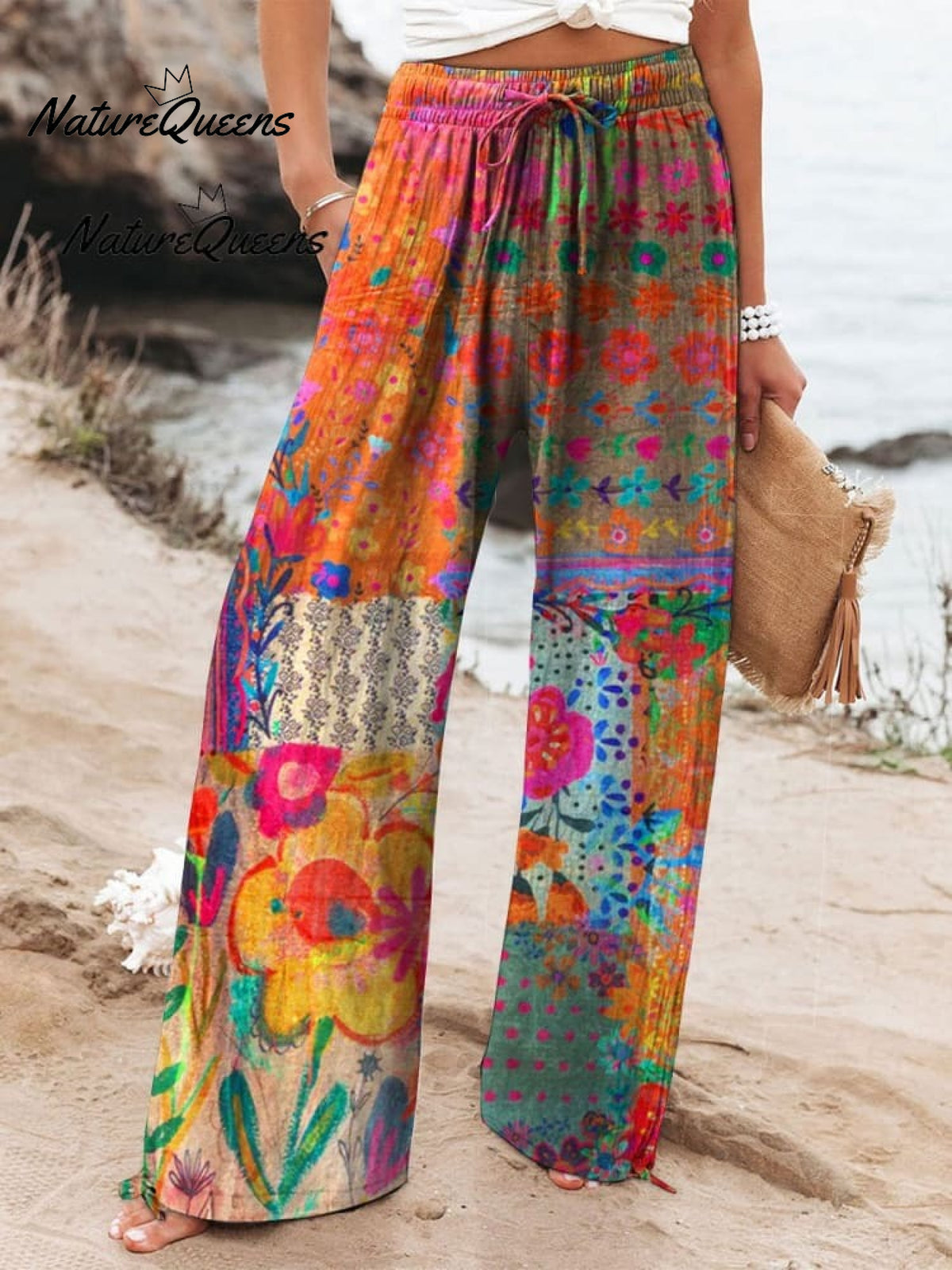 Women's Vintage Flower Art Print Casual Cotton Shirt