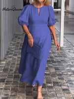 Women's Solid Color Loose Elegant Casual Puff Sleeves Dress