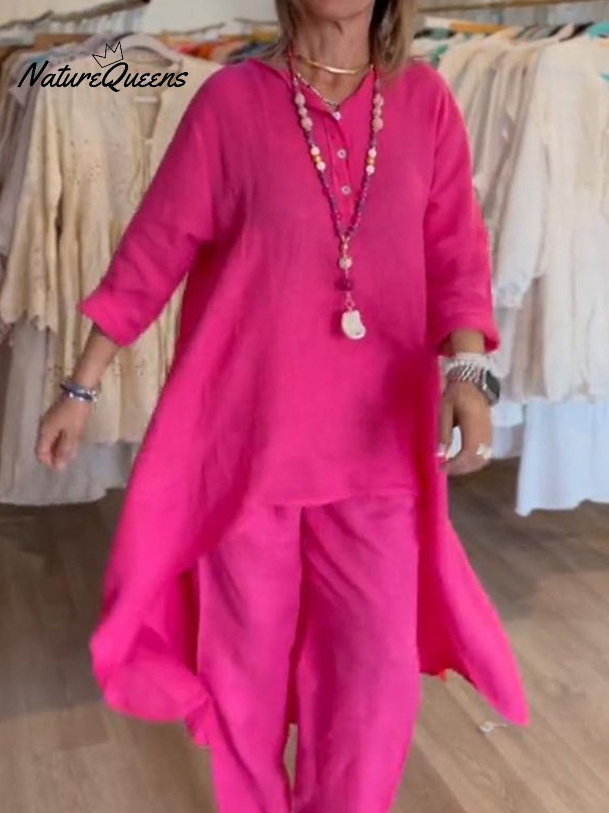 Women’s Solid Color Casual Suit Rose Red / S