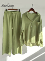 Women's Solid Color Loose Elegant High Waist Casual Cotton And Linen Suit