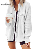 Women's Fall Casual Lapel Neck Patchwork Irregular Shirt Jacket