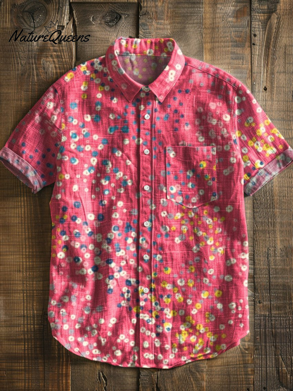 Sequence Vintage Art Print Casual 100% Cotton Shirt