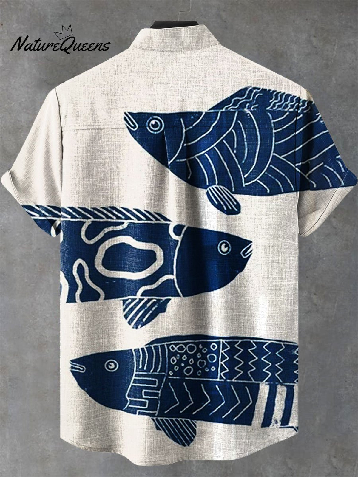 Vintage Fish Art Print Casual 100% Cotton Shirt