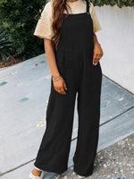 Women’s Casual Solid Colour Square Neck Jumpsuit With Pockets Black / S