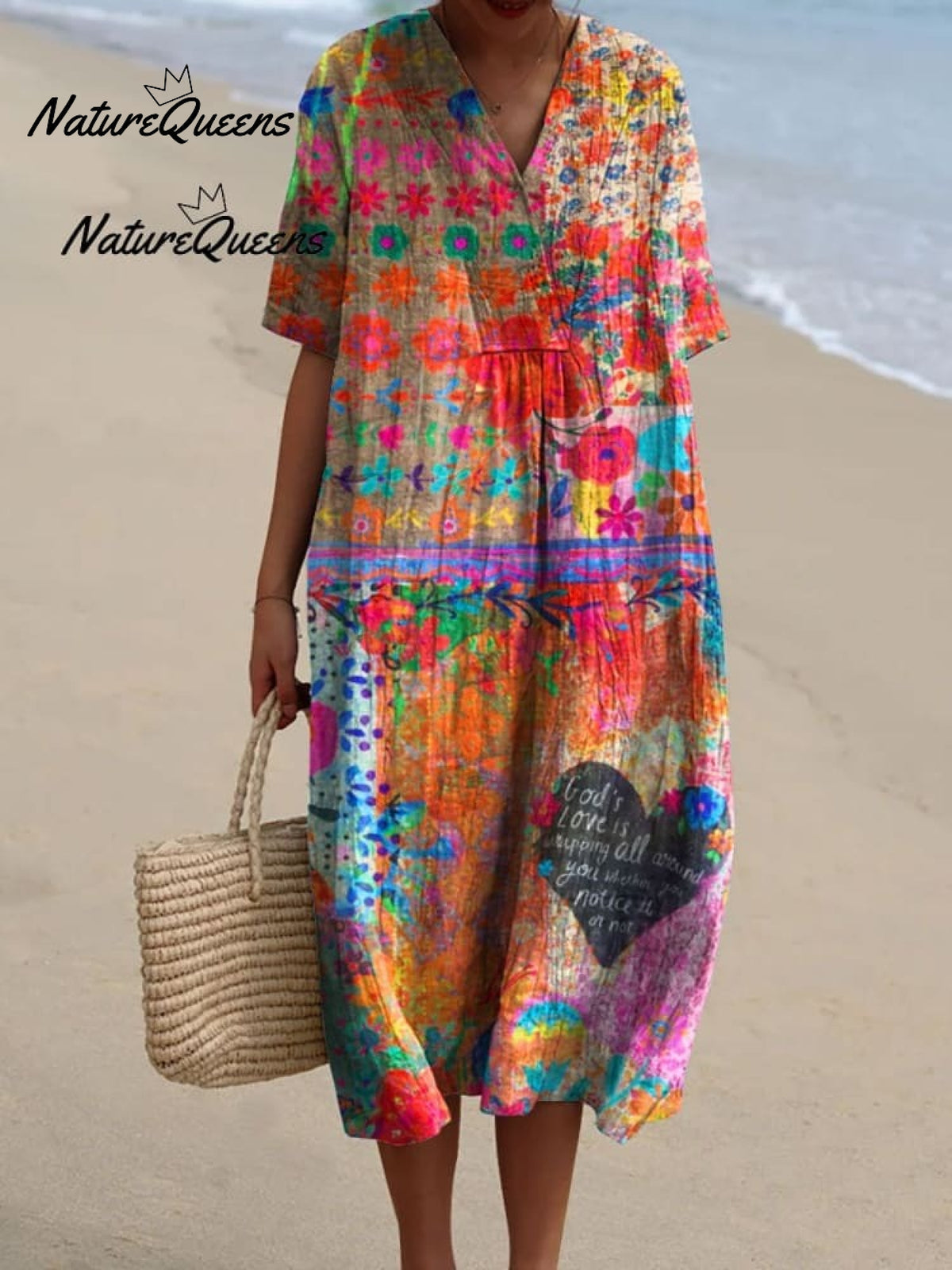 Women's Vintage Flower Art Print Casual Cotton Shirt