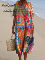 Women's Vintage Flower Art Print Casual Cotton Shirt