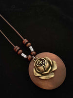 Women's Ethnic Style Wood And Alloy Long Chain Necklace