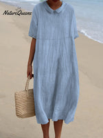 Women’s Pocket Linen Dress(Convertible Dress With Front And Back Option) Blue / S
