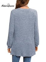 Women's Solid Color Stylish Long-sleeved Casual Knitted Top