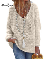 Sweater V-neck Long Sleeve Knitted Top