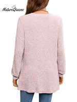 Women's Solid Color Stylish Long-sleeved Casual Knitted Top