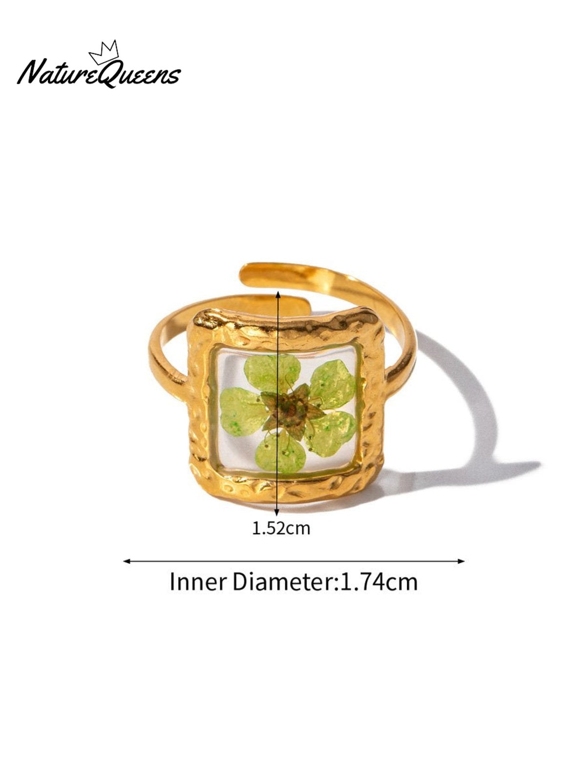 Aeon Flower Stainless Steel Ring Greenfloralsquare / One Size