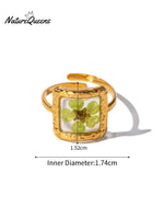 Aeon Flower Stainless Steel Ring Greenfloralsquare / One Size