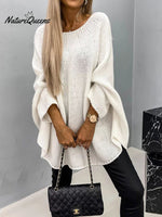 Women's Solid Color Batwing Sleeve Round Neck Knit Sweater