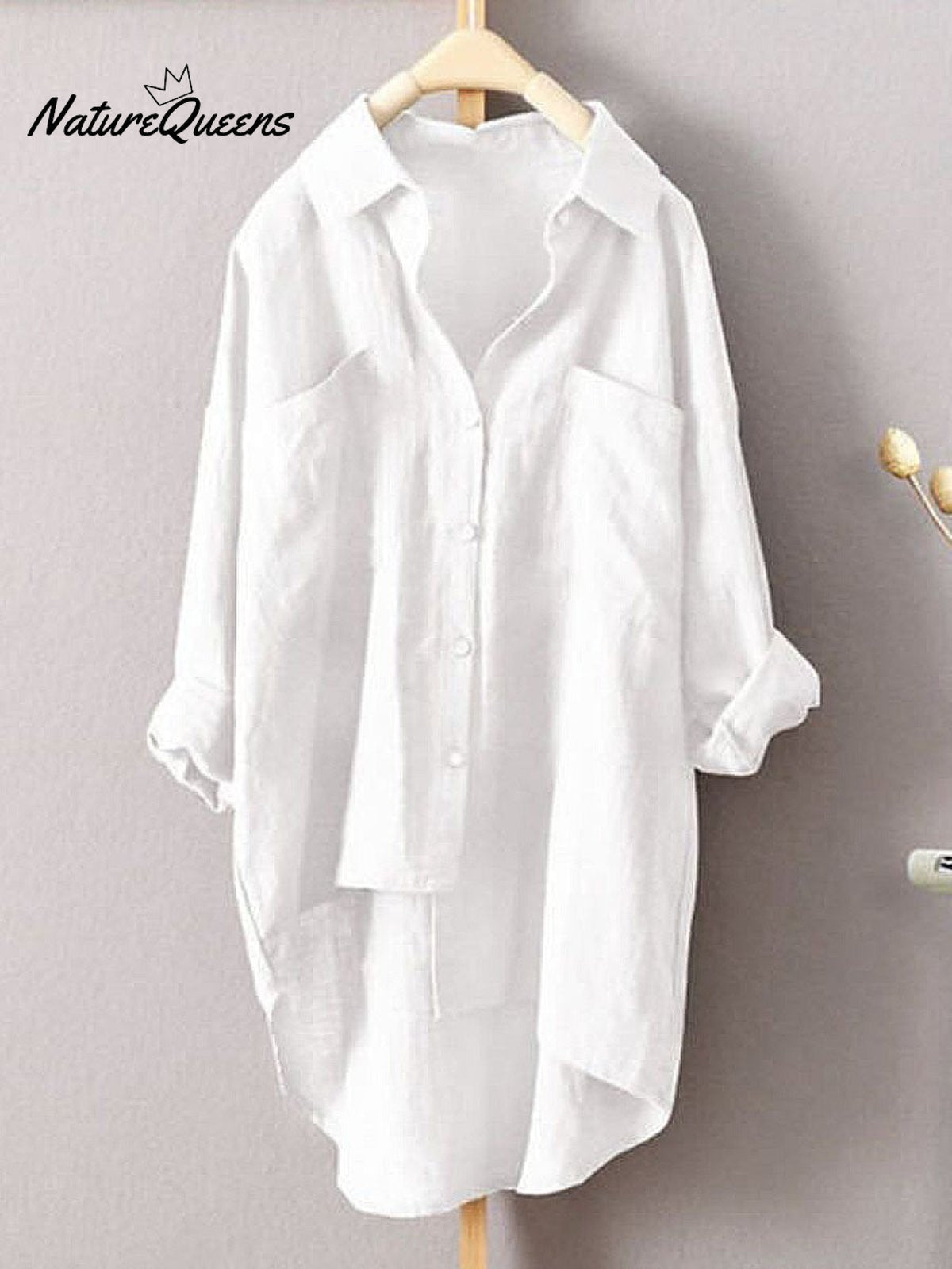Women's Solid Color Loose Elegant Casual Cotton And Linen Shirt