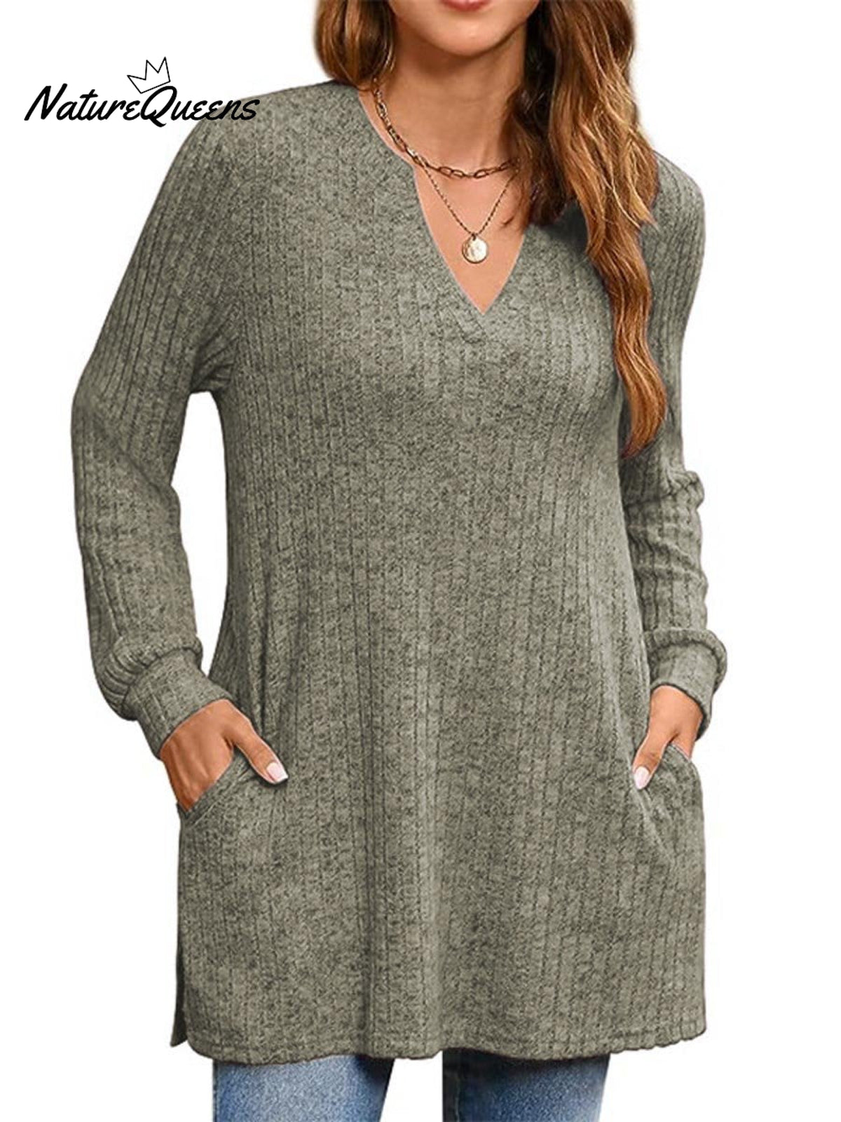 Women's Solid Color Stylish Long-sleeved Casual Knitted Top