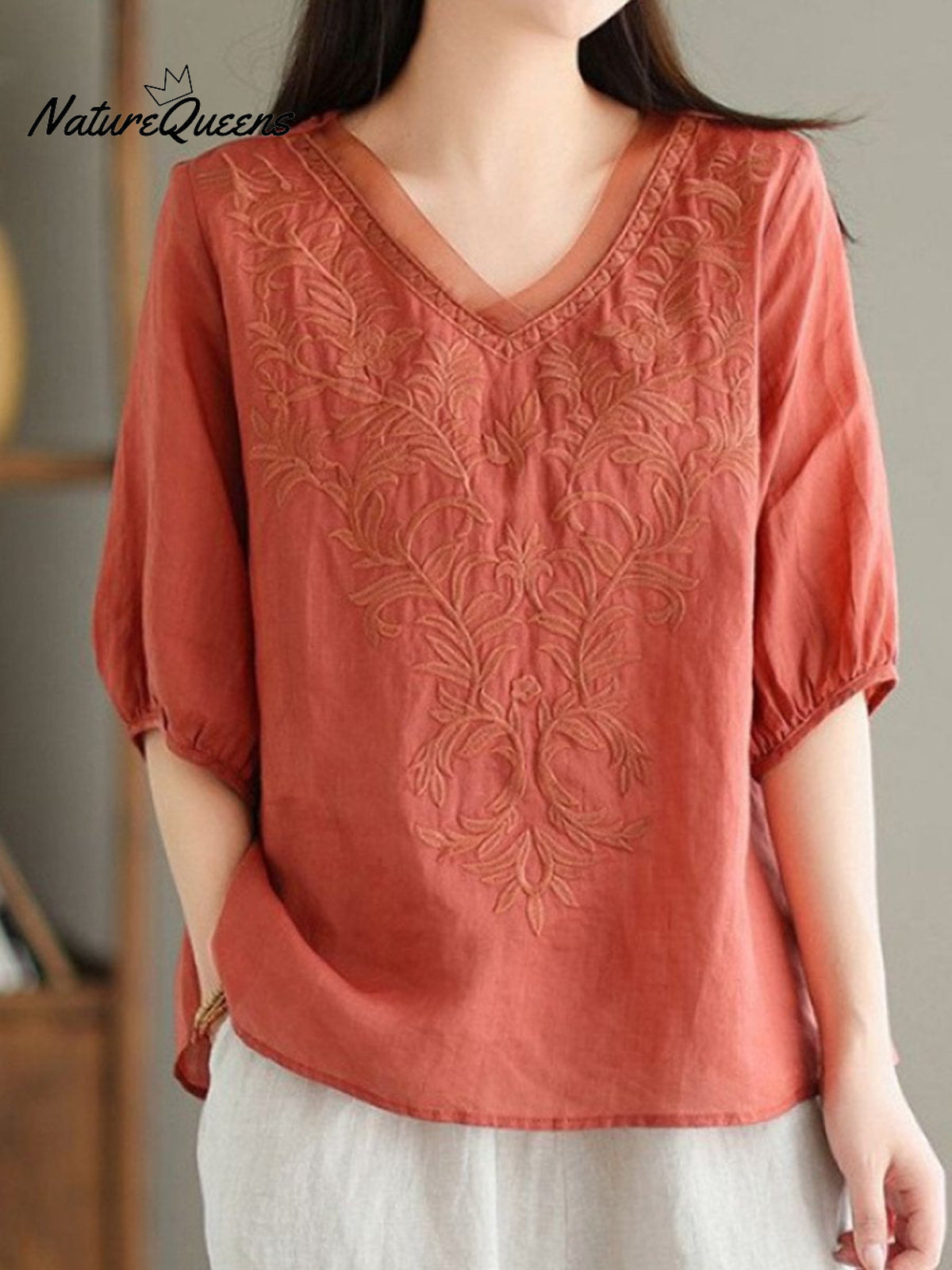 Women'sEmbroidery Loose CasualShirt