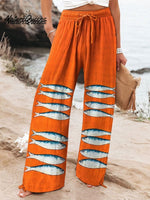 Women's Vintage Fish Art Print Casual Cotton And Linen Shirt