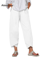 Women's Solid Color Loose Elegant Casual Simple Cotton And Linen Ninth Pants
