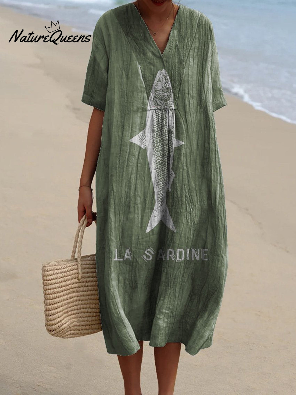 Sardine Fish Graphic Printed Women's Flowy Dress