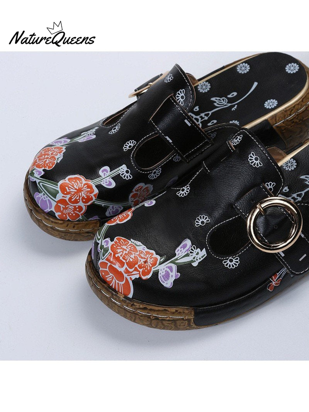 Women’s Ethnic Style Flower Color Matching Thick Soled Sandals