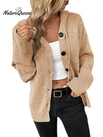 Solid Color V-neck Knitted Cardigan Jacket