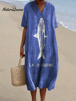 Sardine Fish Graphic Printed Women's Flowy Dress