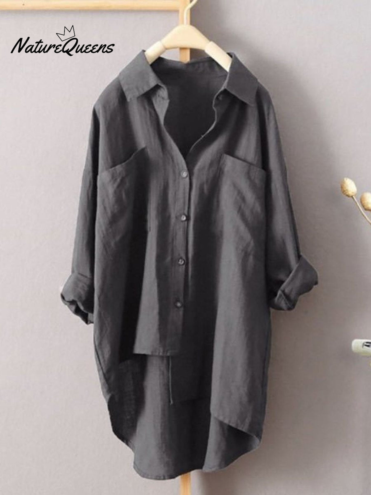 Women's Solid Color Loose Elegant Casual Cotton And Linen Shirt