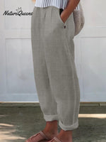 Women’s Printed Cotton And Linen Casual Pants Brown / S