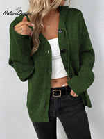 Women's Autumn and Winter Drawstring Knitted Cardigan Sweater
