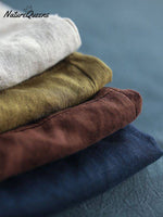 Women’s Lapel Neck Casual Solid Colour Cotton And Linen Long Sleeve Shirt