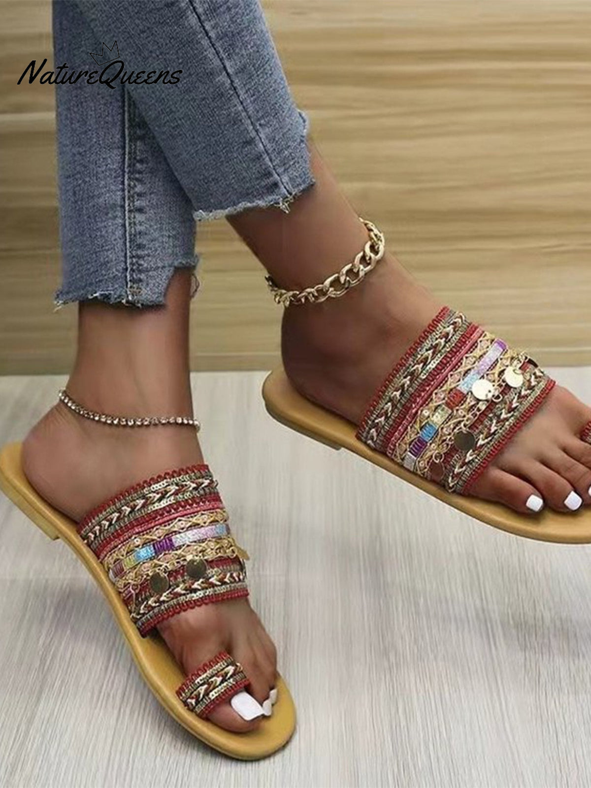 Women’s Set - Toe Bohemian Ethnic Slippers