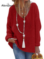 Sweater V-neck Long Sleeve Knitted Top