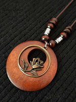 Women's Ethnic Style Wood And Alloy Long Chain Necklace