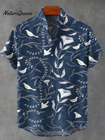 Retro FlowerArt Print Casual 100% Cotton Shirt