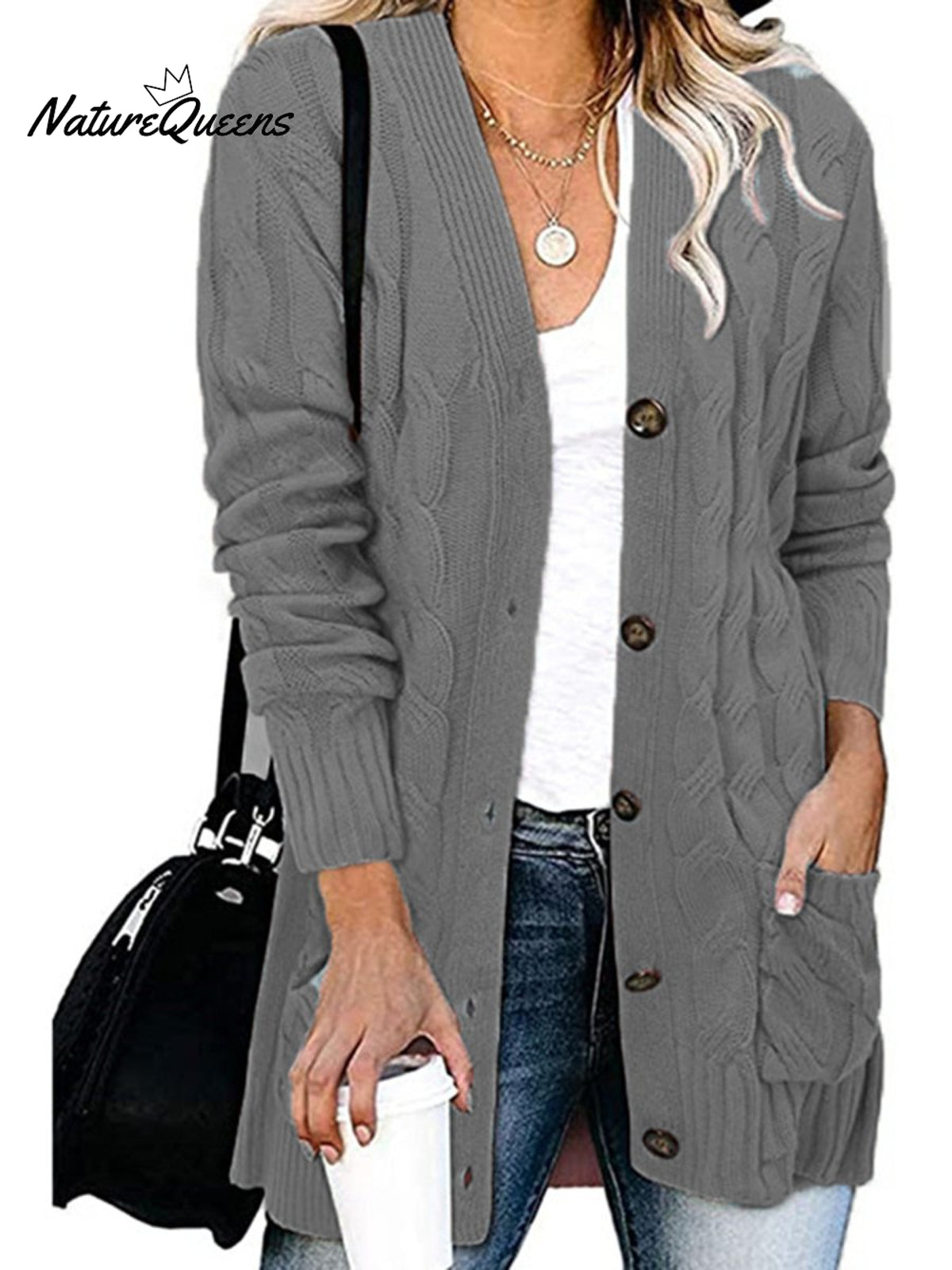 Loose Twist-button Jacket and Casual Knitted Cardigan