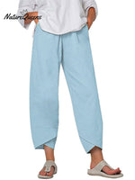 Women's Solid Color Loose Elegant Casual Simple Cotton And Linen Ninth Pants