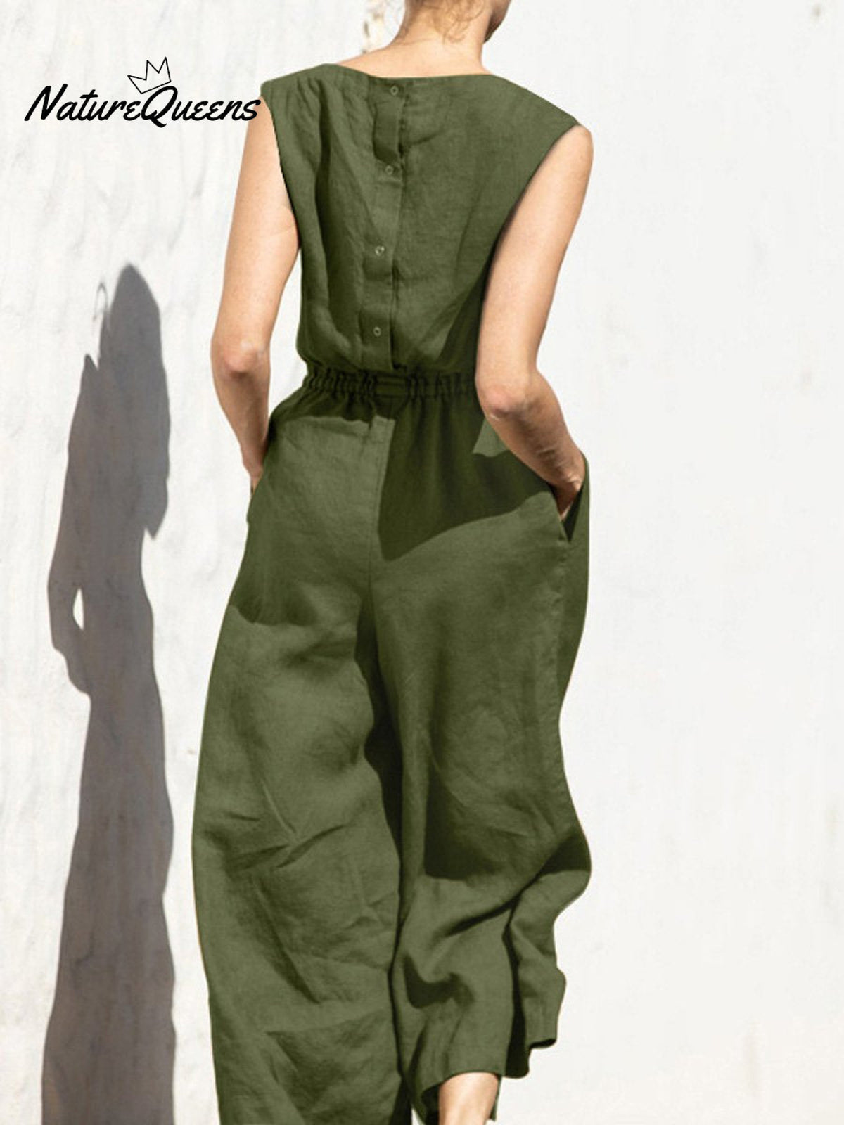 Women's Solid Color Loose Elegant Casual Sleeveless Jumpsuit