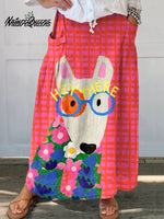 Women's DogArt Print Casual Cotton And Linen Shirt