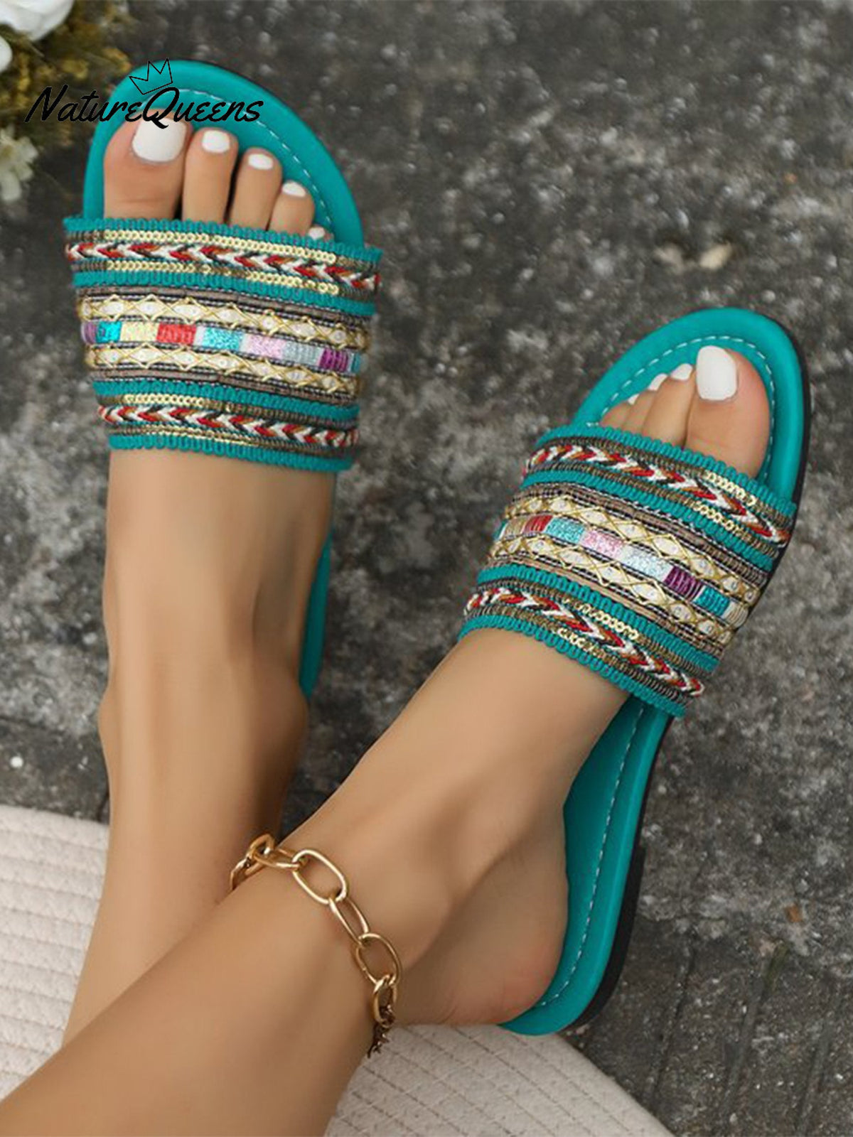 Women’s Pu Braided Bohemian Slippers