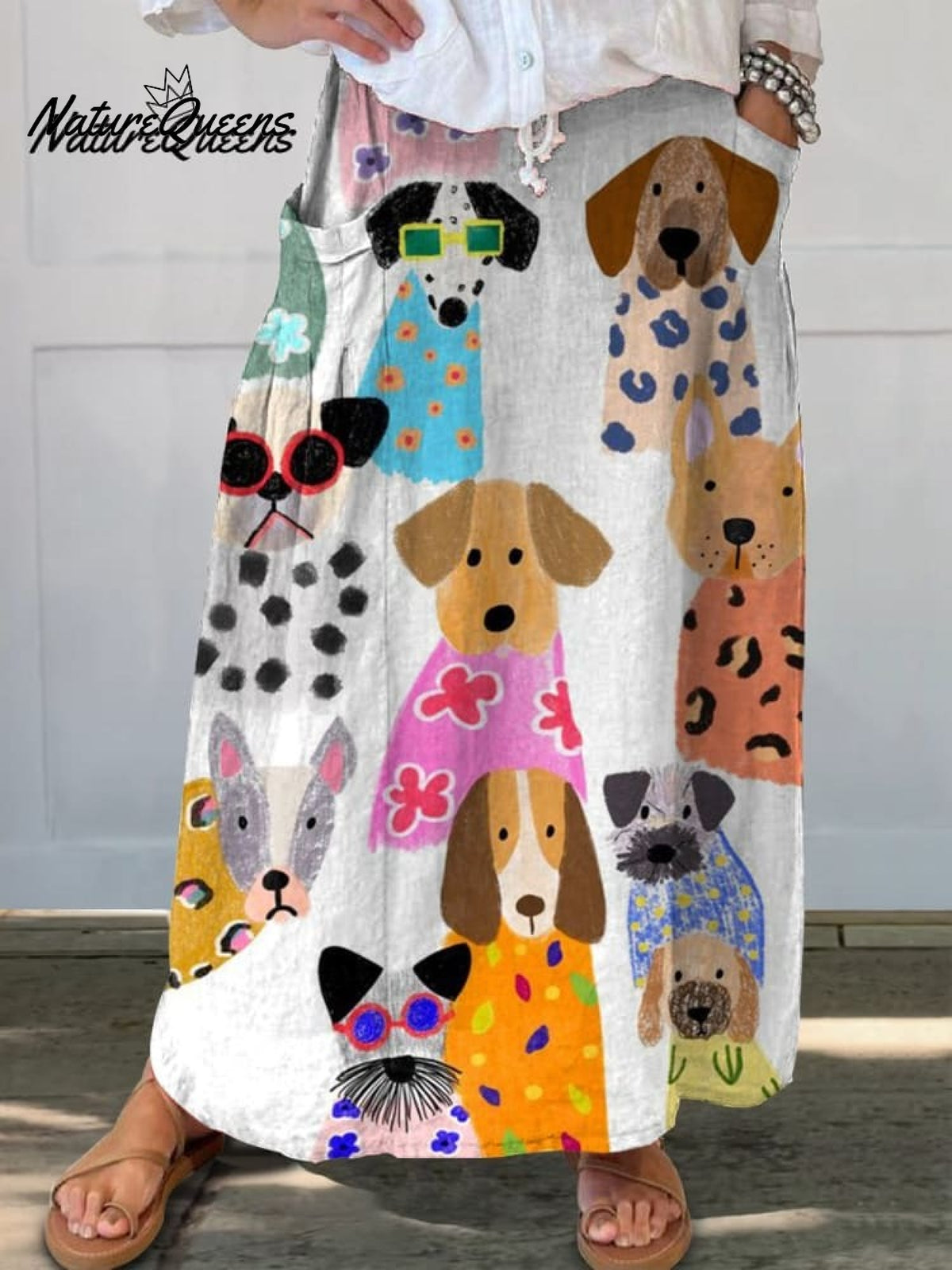 Women's Colorful Fun Cartoon Puppy Print Casual Cotton And Linen Shirt