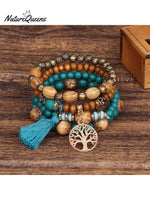 Boho Multi - Layered Wooden Beaded Bracelet 1 / Onesize