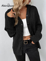 Solid Color V-neck Knitted Cardigan Jacket