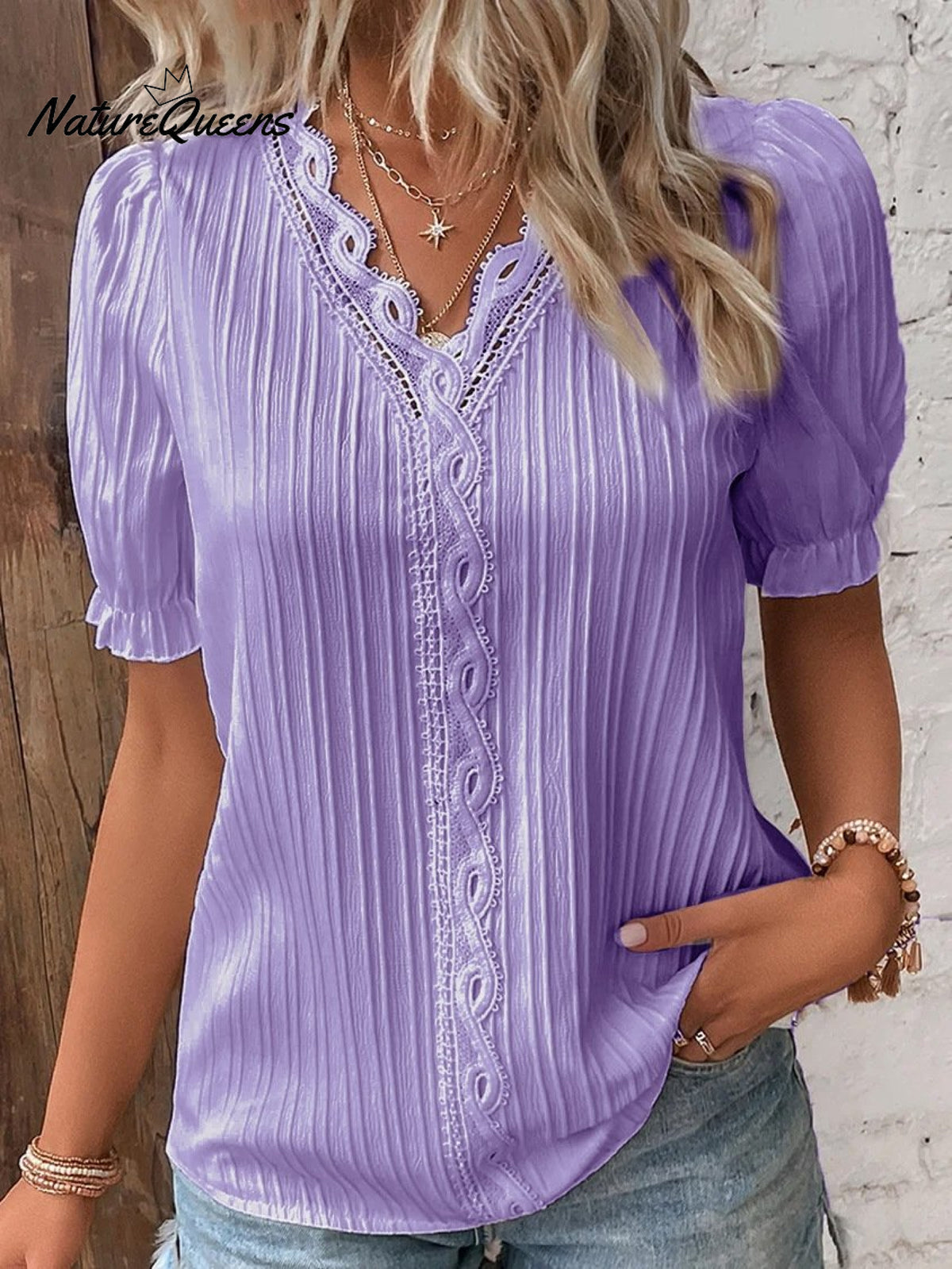 Women's Hollow Short Sleeve European and American Dress Shirt