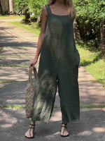 Women's Casual Cotton Linen Wide Leg Jumpsuit